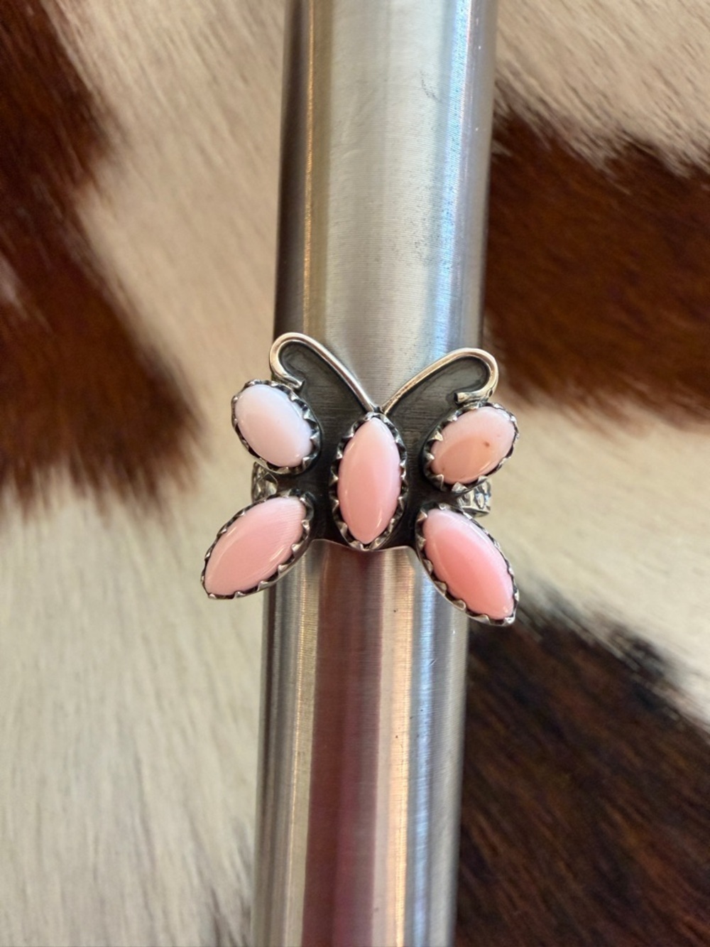 ❤️ Queen Pink Conch Butterfly Sterling Silver Western Navajo Style Size 6 Ring - Picture 8 of 12